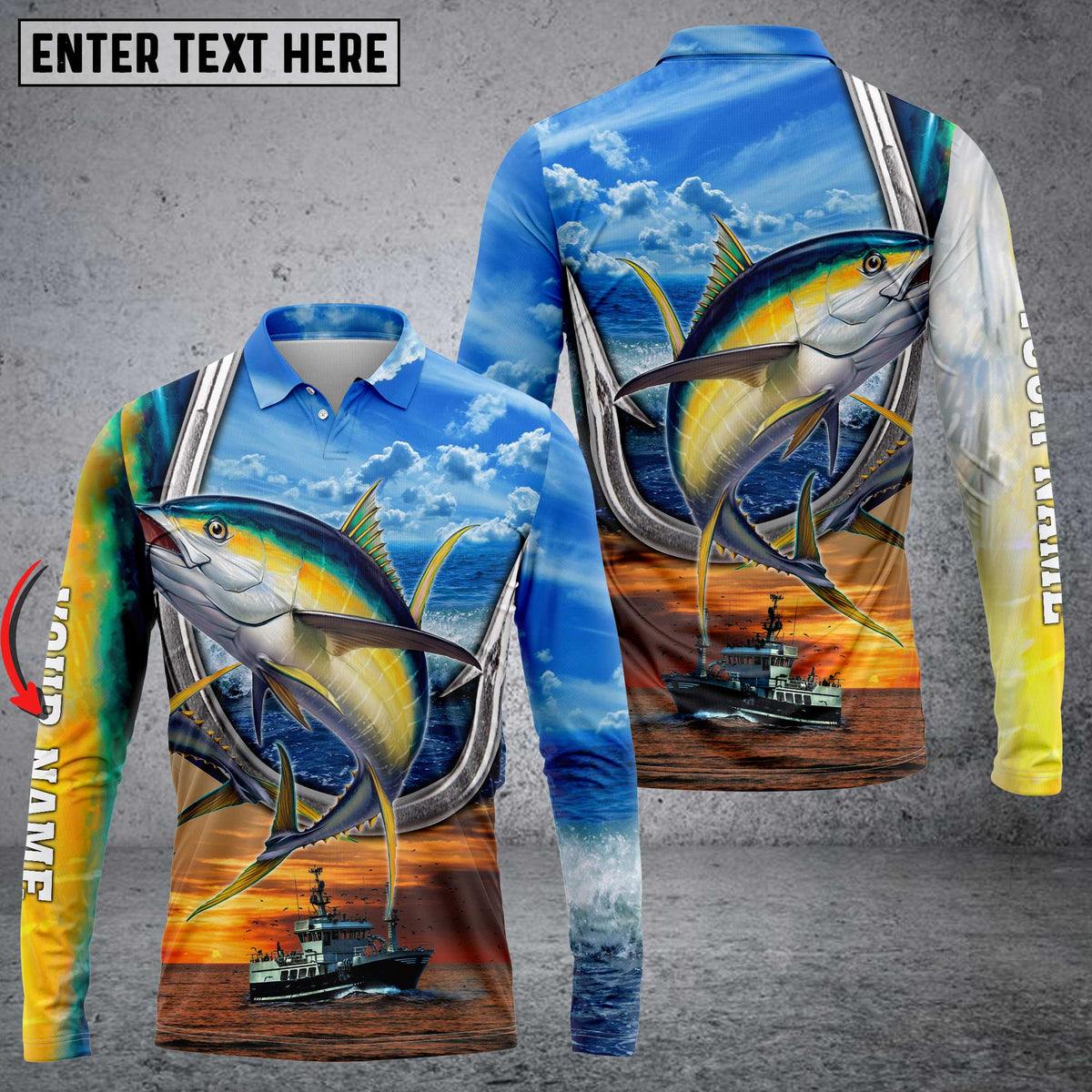 Blisscorners Yellowfin Tuna Fishing Customize Name 3D Shirts