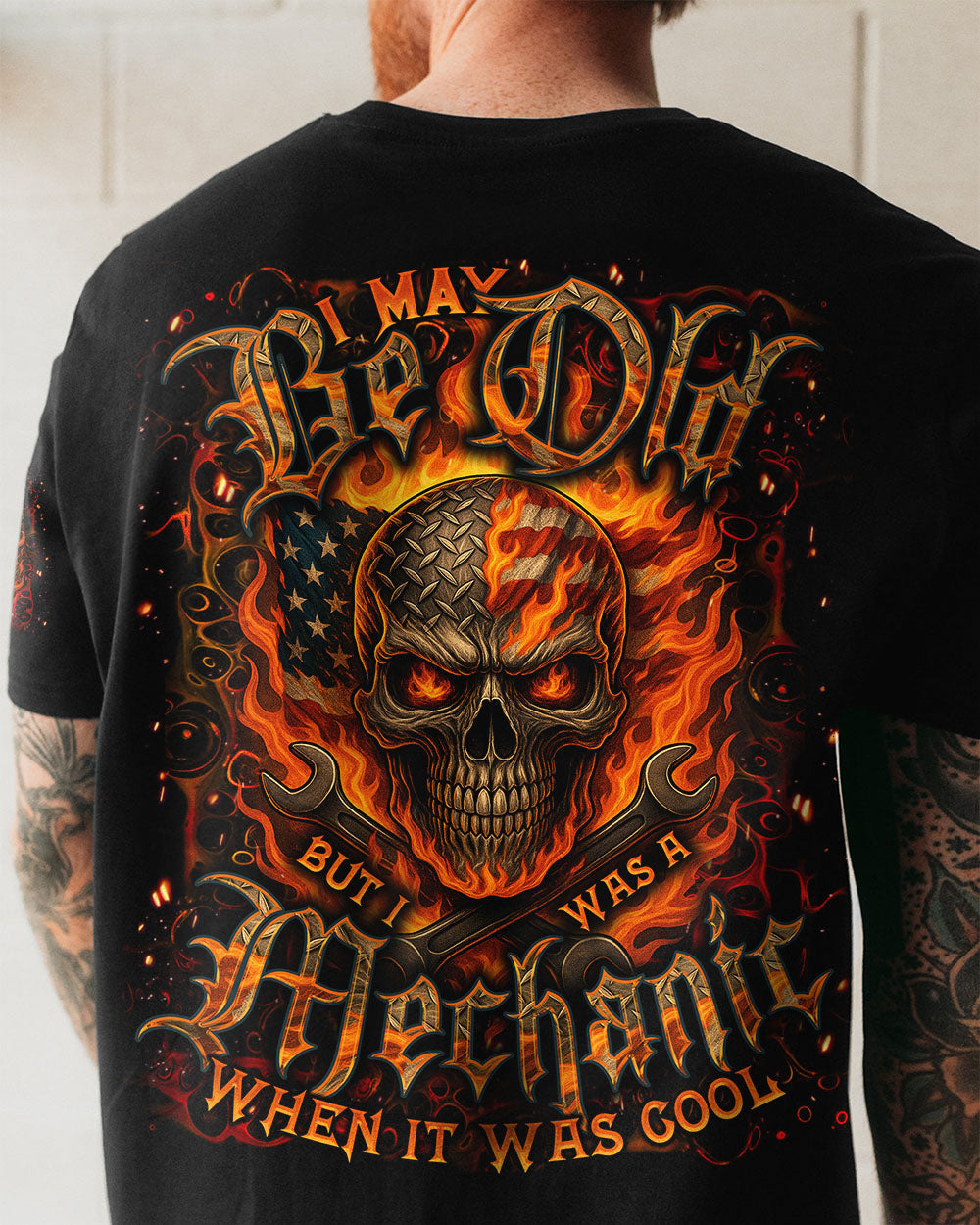 BLISSCORNERS CAREFUL BOY I'M AN OLD LINEMAN SKULL ALL OVER PRINT