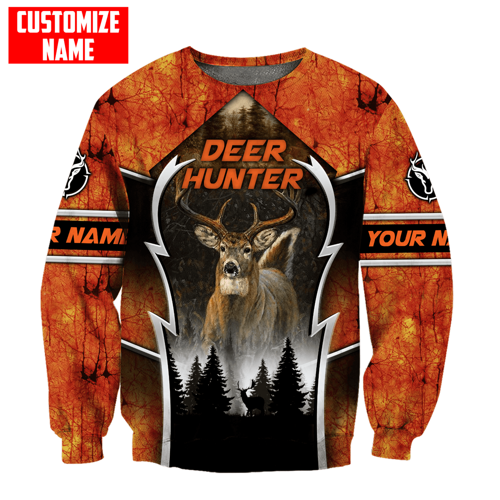 Blisscorners Personalized Deer Hunting Hunter Orange Camo 3D Shirts