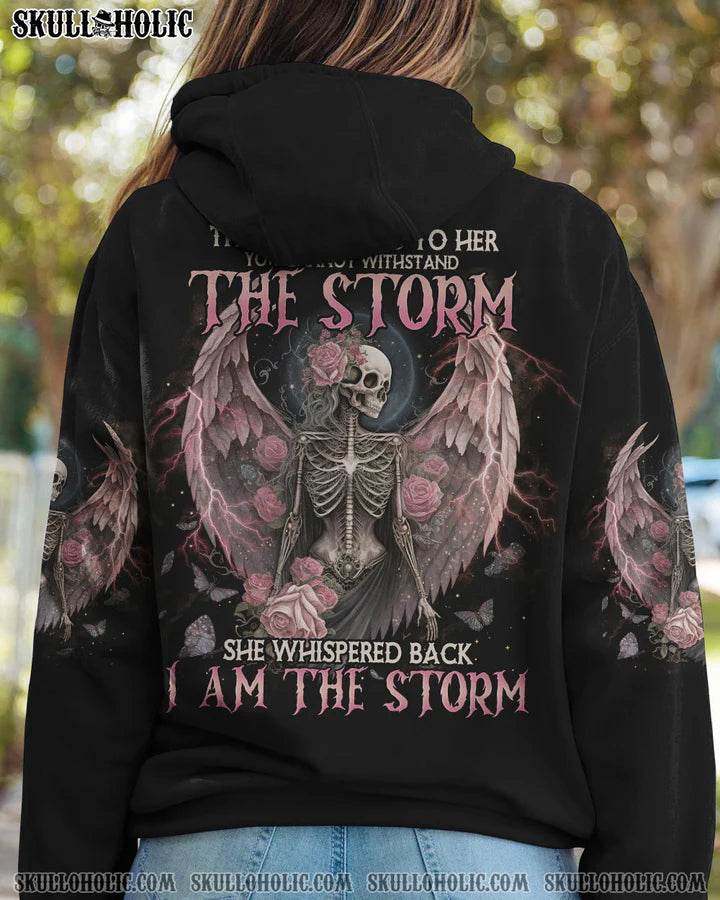 BLISSCORNERS I AM THE STORM SKELETON ROSES WINGS ALL OVER PRINT
