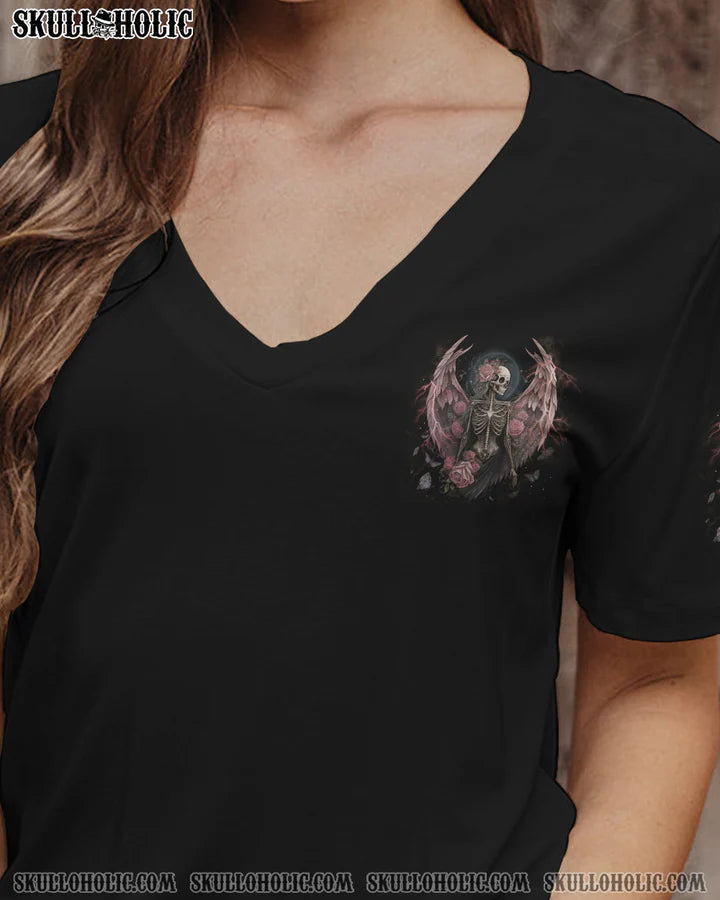 BLISSCORNERS I AM THE STORM SKELETON ROSES WINGS ALL OVER PRINT