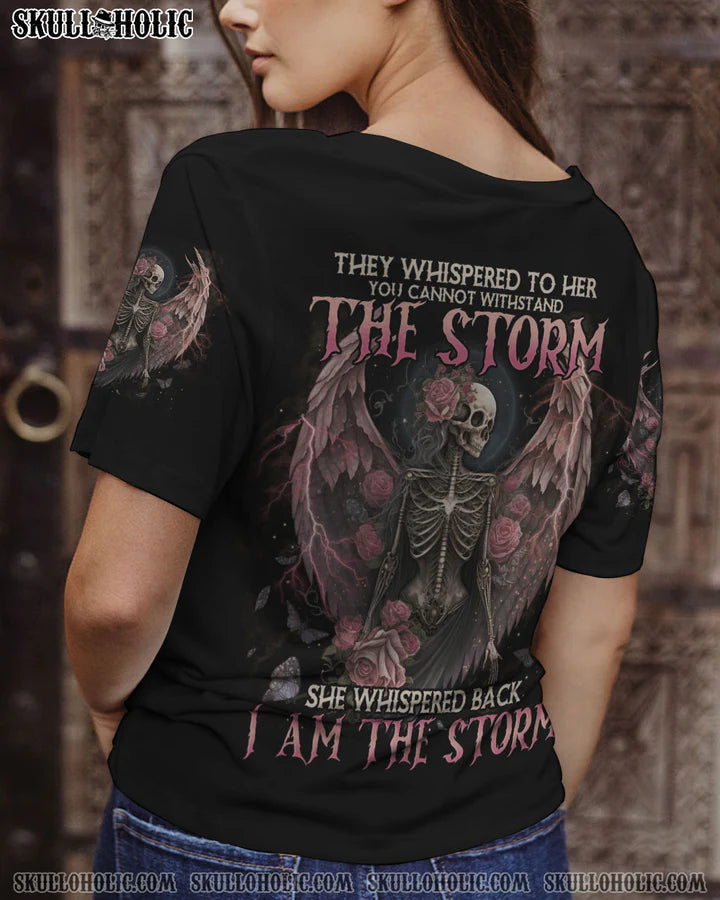 BLISSCORNERS I AM THE STORM SKELETON ROSES WINGS ALL OVER PRINT