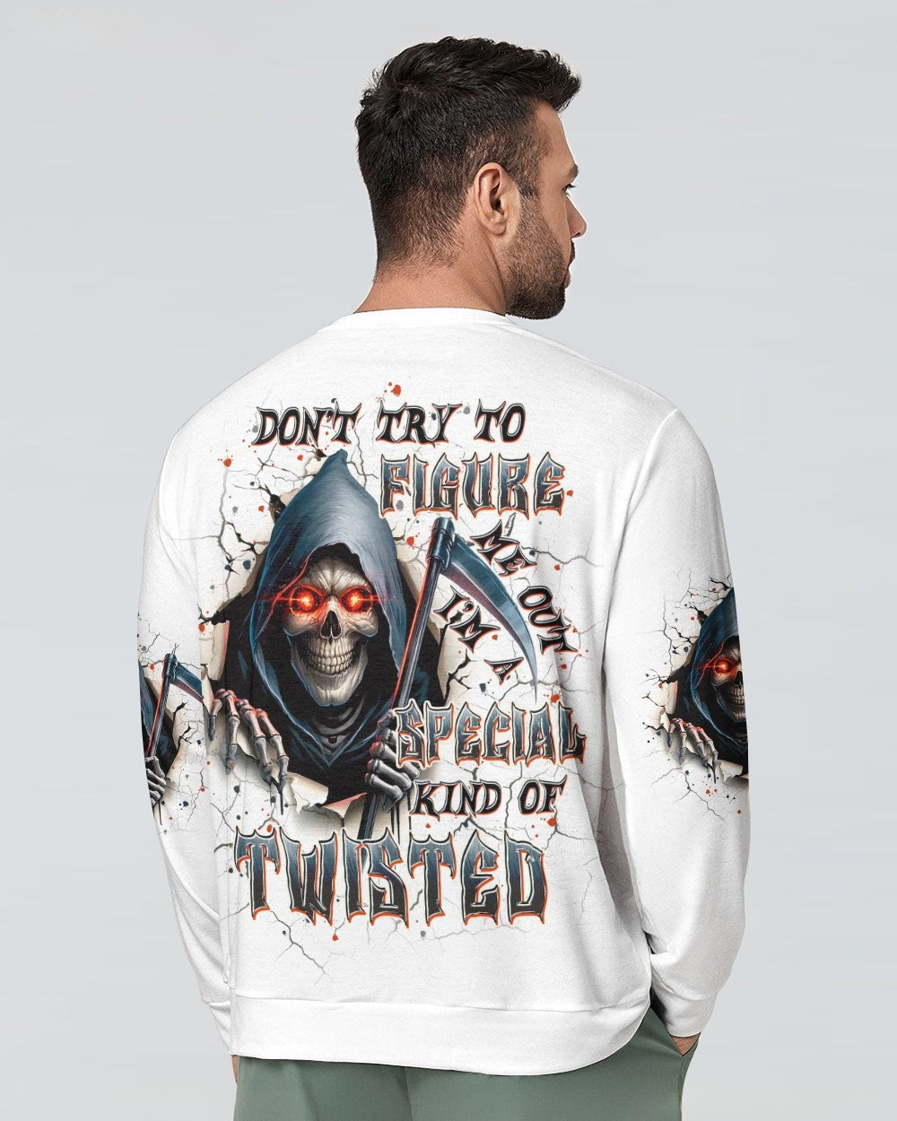 BLISSCORNERS DON'T TRY TO FIGURE ME OUT SKULL REAPER ALL OVER PRINT