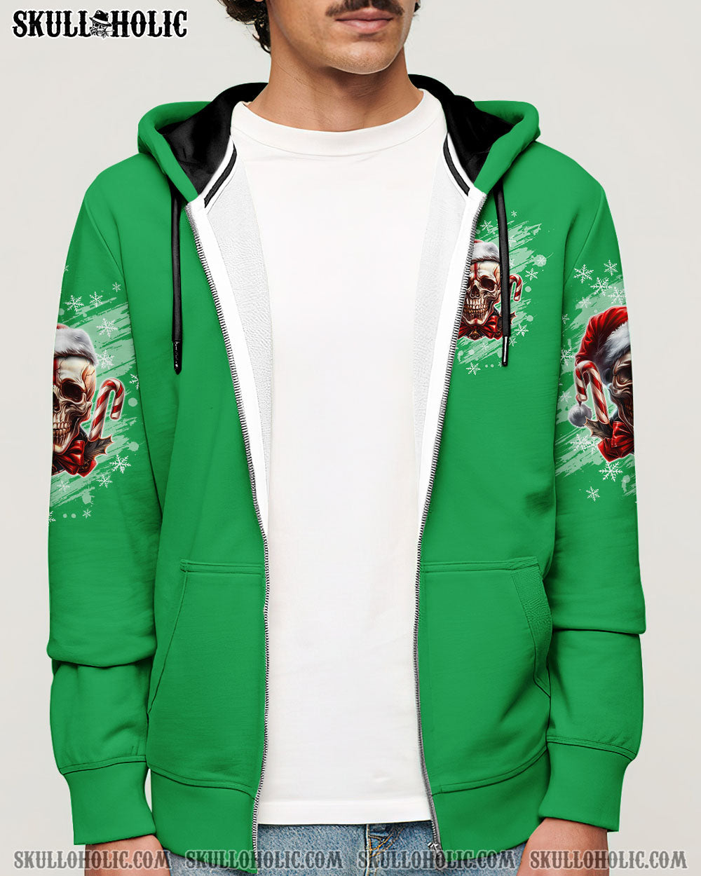BLISSCORNERS ON THE NAUGHTY LIST SKULL CHRISTMAS ALL OVER PRINT