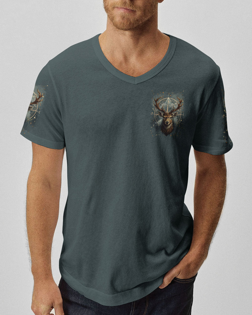 BLISSCORNERS NOT ALL WHO WANDER ARE LOST DEER COMPASS ALL OVER PRINT