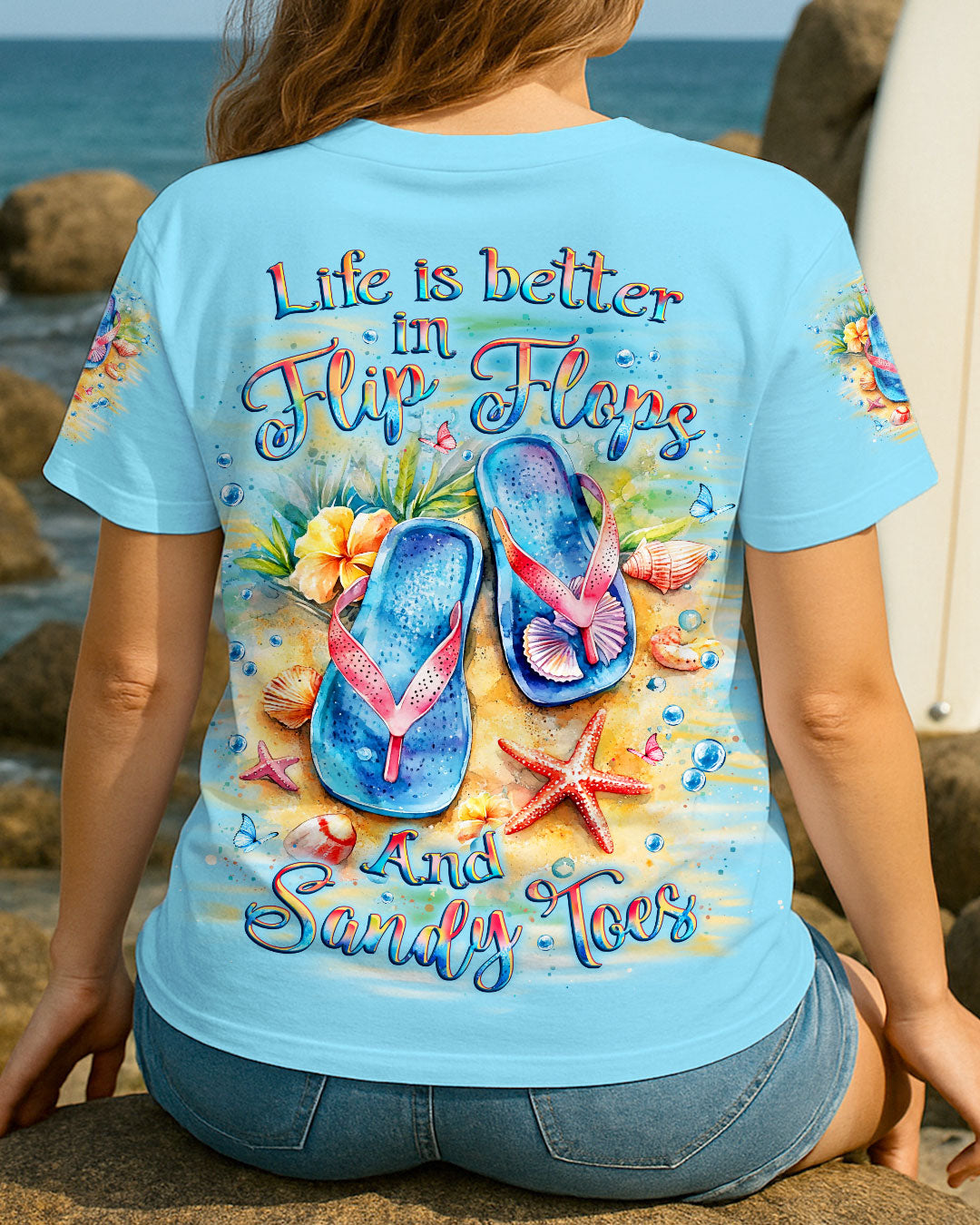 BLISSCORNERS LIFE IS BETTER IN FLIP-FLOPS AND SANDY TOES ALL OVER PRINT