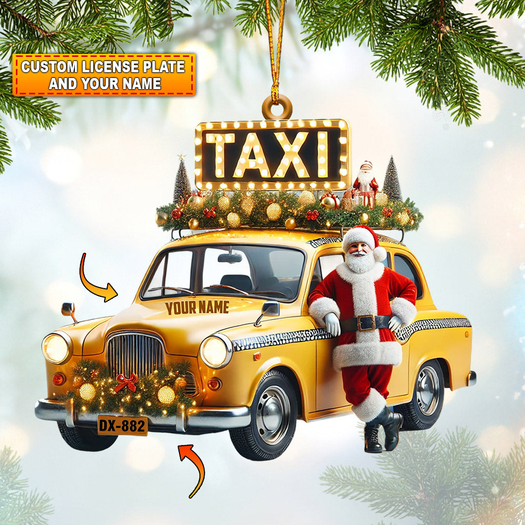 Blisscorners Santa Taxi Christmas Ornament, Personalized Ornament2D Flat LM2211