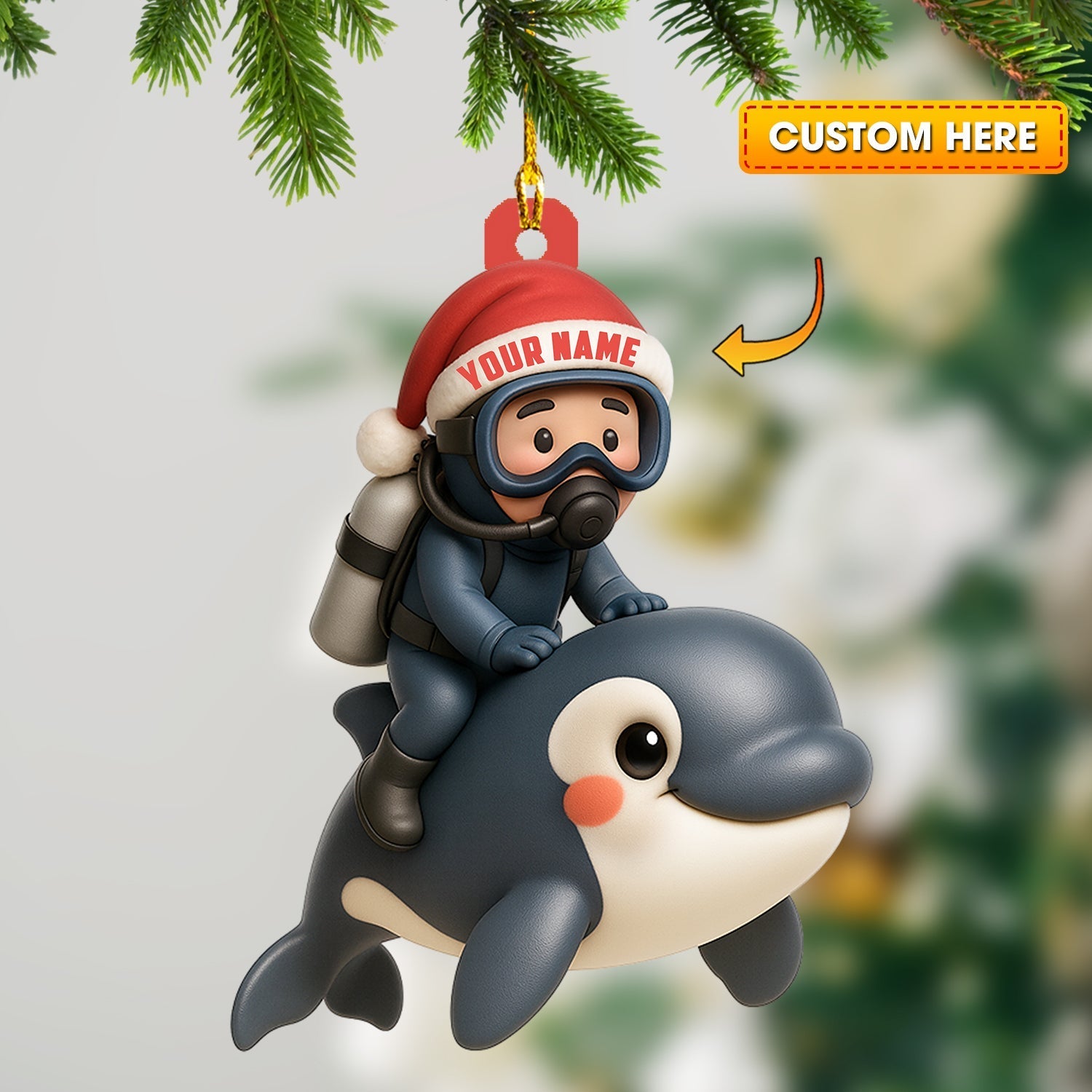 Blisscorners Diver, Home Decor, Christmas Ornament, Personalized Ornament42D Flat LM2111