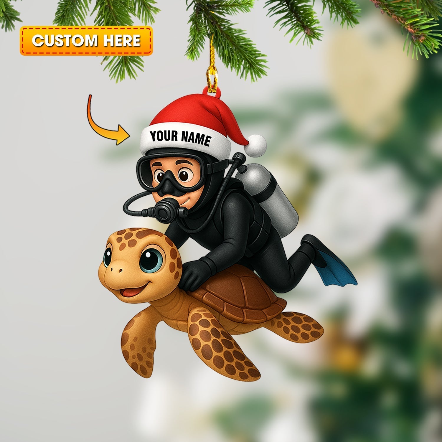 Blisscorners Diving, Sea Lover Home Decor, Christmas Ornament, Personalized Ornament92D Flat LM2111