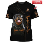 Blisscorners 3D Full Print Rottweiler Dog T-Shirts Personalized Name Gift For Dogs Lovers