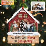 Blisscorners All Hearts Come Home For Christmas, Custom Photo And Name - Personalized Custom Shaped Wooden Ornament - Gift For Family2D Flat LM2111