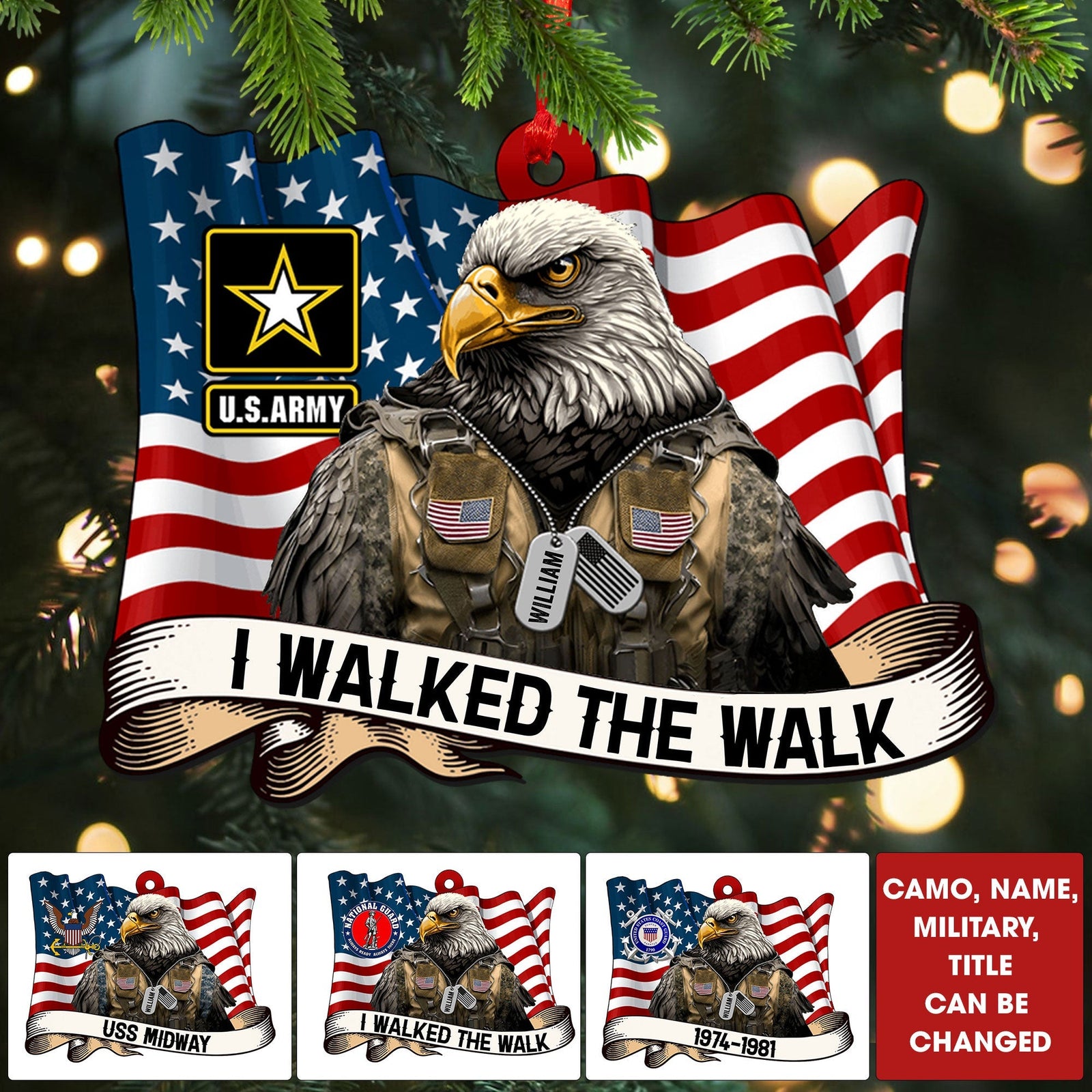 Blisscorners U.S Army, I Walked The Walk - Personalized Acrylic Ornament - Veterans Gift2D Flat LM2111