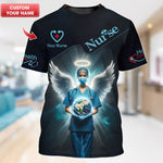 Blisscorners Personalized Nurse Shirts - Guardian Angel Nurse Design for Healthcare Heroes