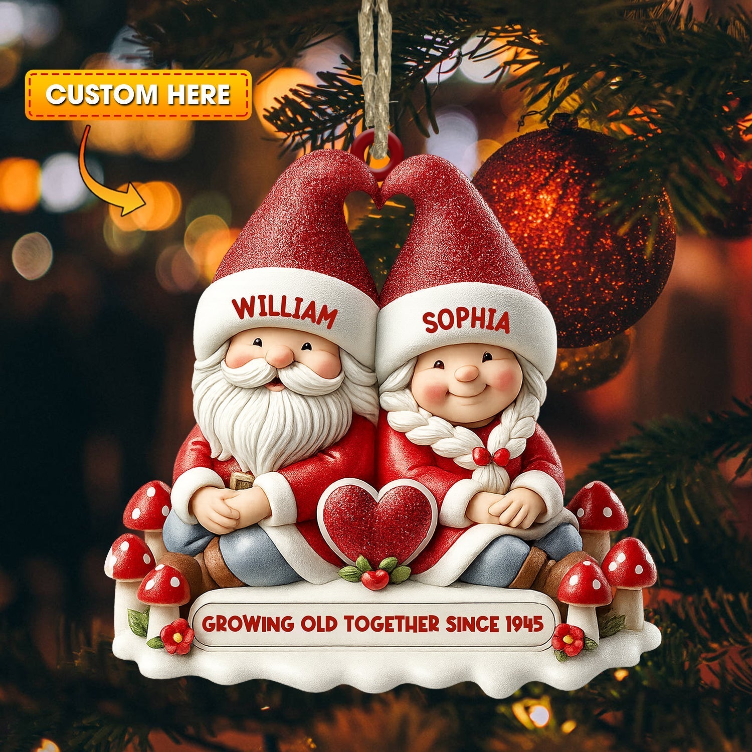 Blisscorners Growing Old Together Christmas, Home Decor, Christmas Ornament2D Flat LM2111