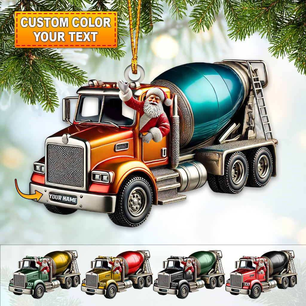 Blisscorners Custom Name Truck Santa Ornament, Trucker Christmas Gift2D Flat LM2211