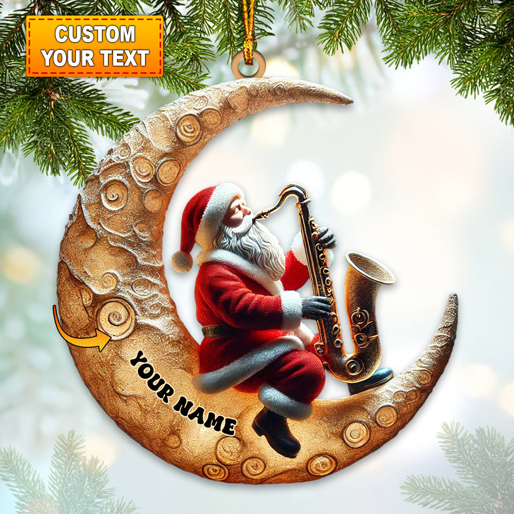 Blisscorners Custom Name Saxophone Santa Ornament, Saxophone Lover Christmas Gifts2D Flat LM2211