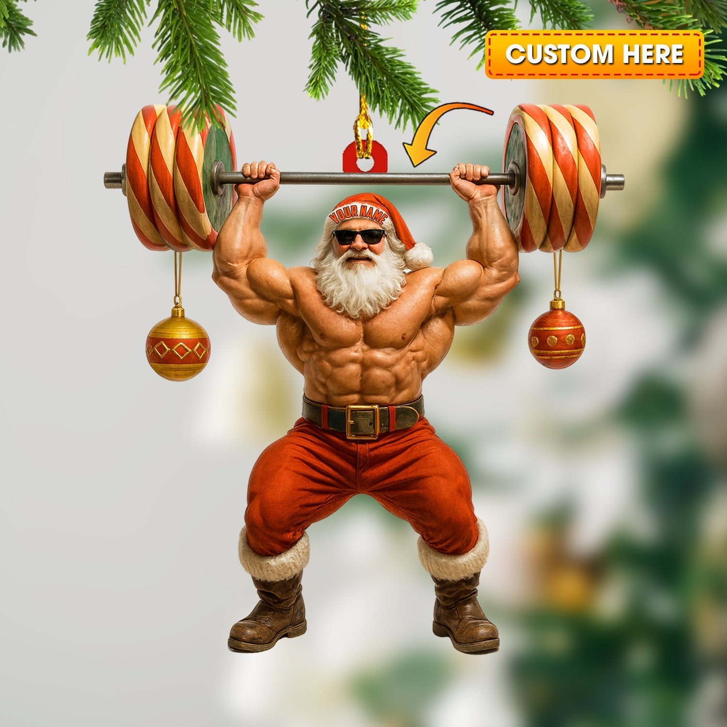 Blisscorners Weightlifting Santa, Home Decor, Christmas Ornament2D Flat LM2111