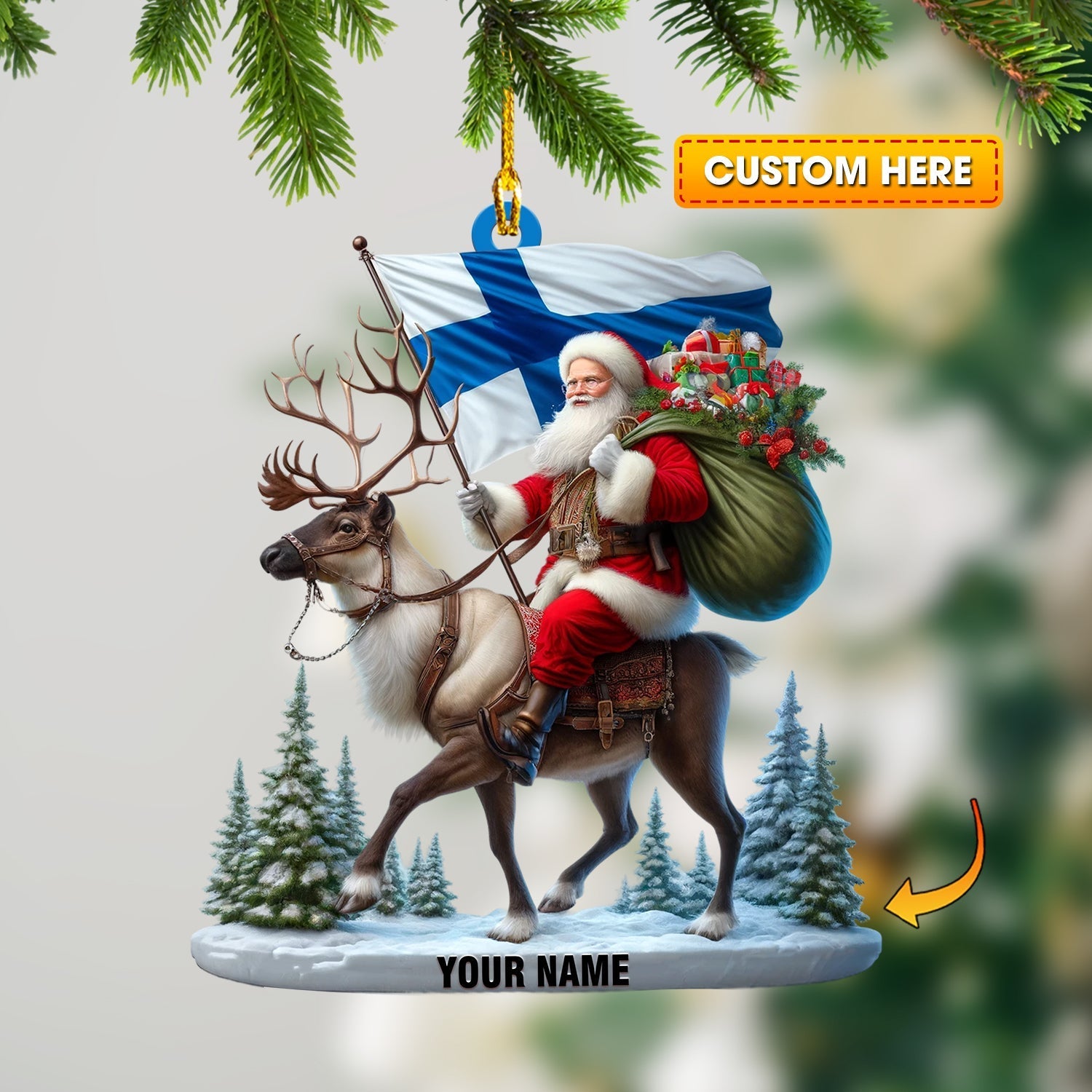 Blisscorners Santa Riding A Reindeer Home Decor Christmas Ornament, Personalized Ornament2D Flat LM2211