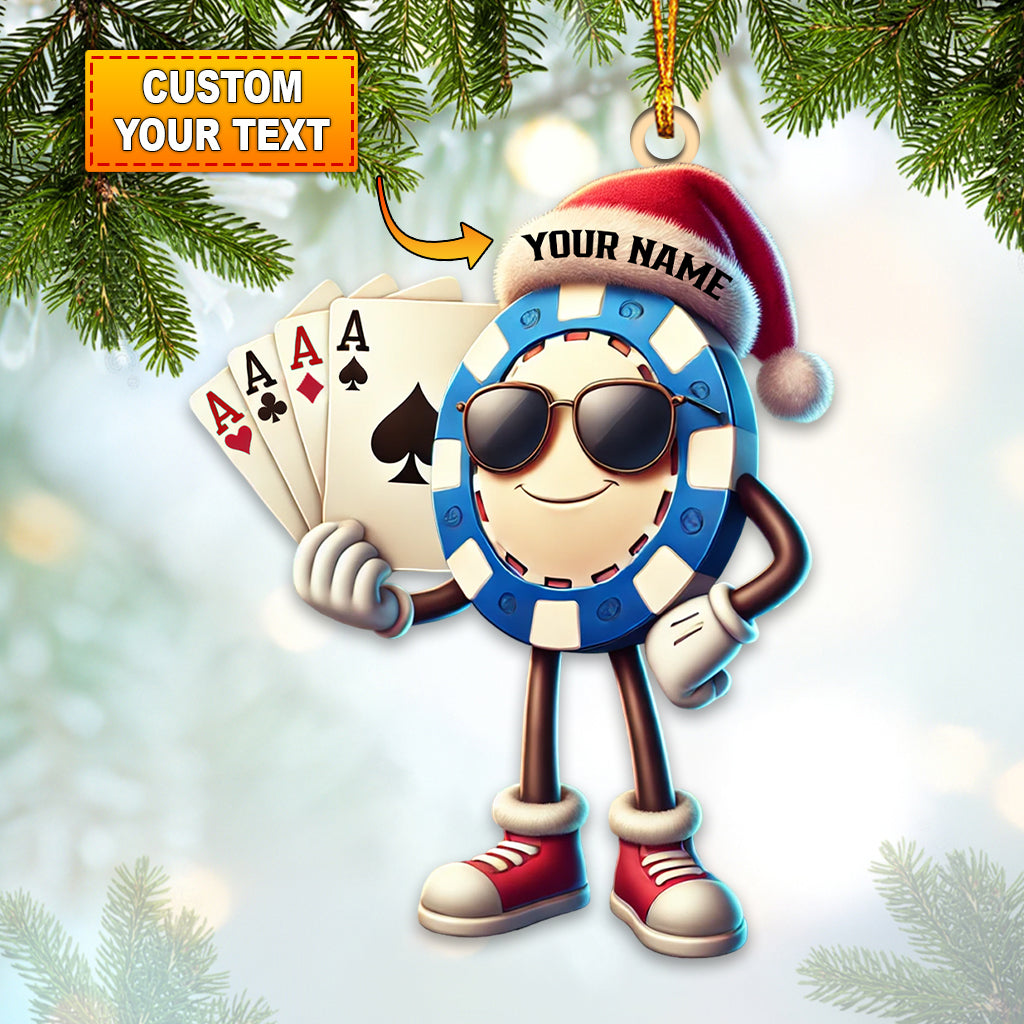 Blisscorners Custom Name Poker Ornament, Poker Christmas Decoration2D Flat LM2211