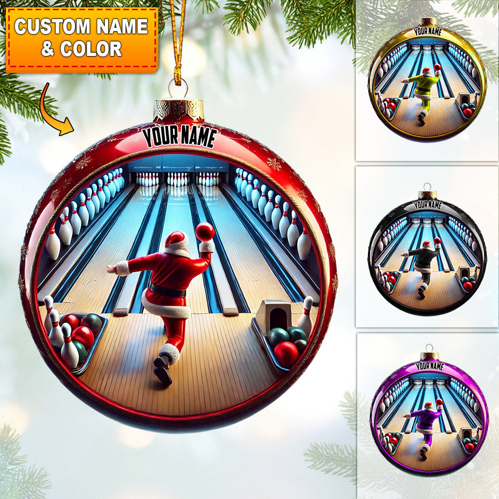 Blisscorners Bowling Santa Decor Christmas Ornament, Personalized Ornament2D Flat LM2211