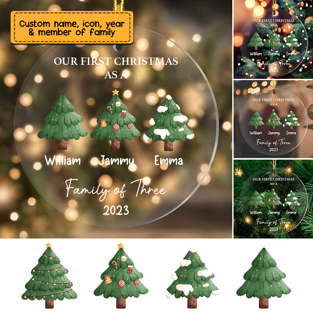 Blisscorners Merry Christmas As A Family, Xmas Tree- Personalized Acrylic Ornament, Christmas Gift For Family2D Flat LM2111