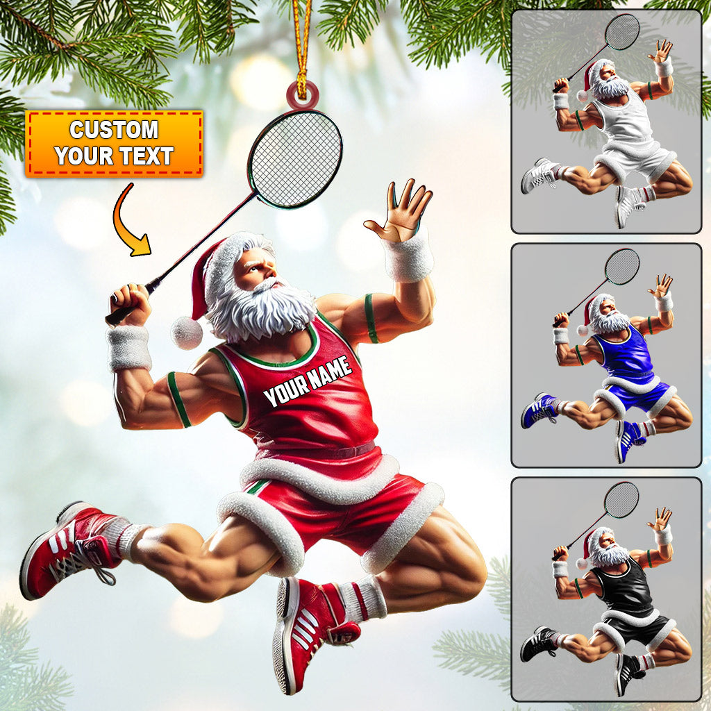 Blisscorners Santa Plays Badminton Christmas Ornament, Personalized Ornament2D Flat LM2211