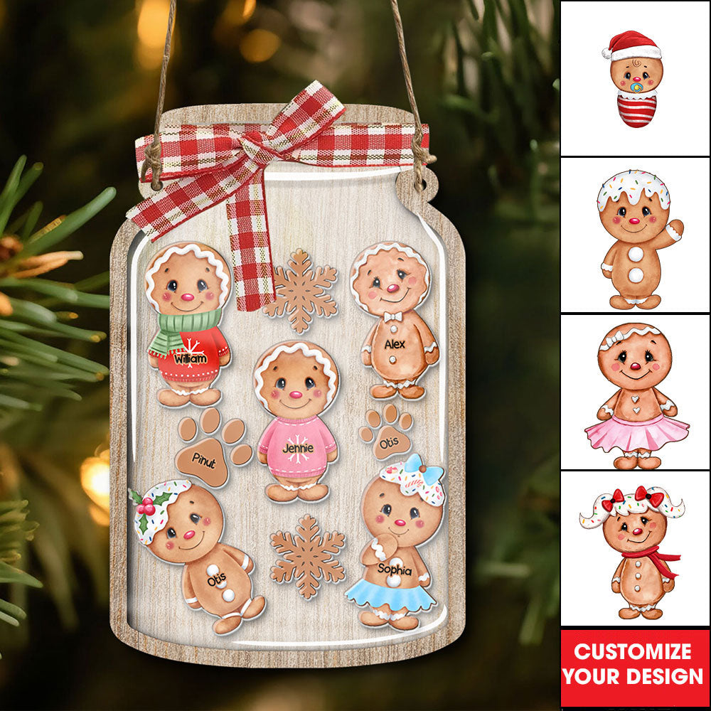 Blisscorners Custom Gingerbread Family Reward Jar - Personalized Jar Layered Ornament - Gift For Family, Christmas Gift2D Flat LM2111