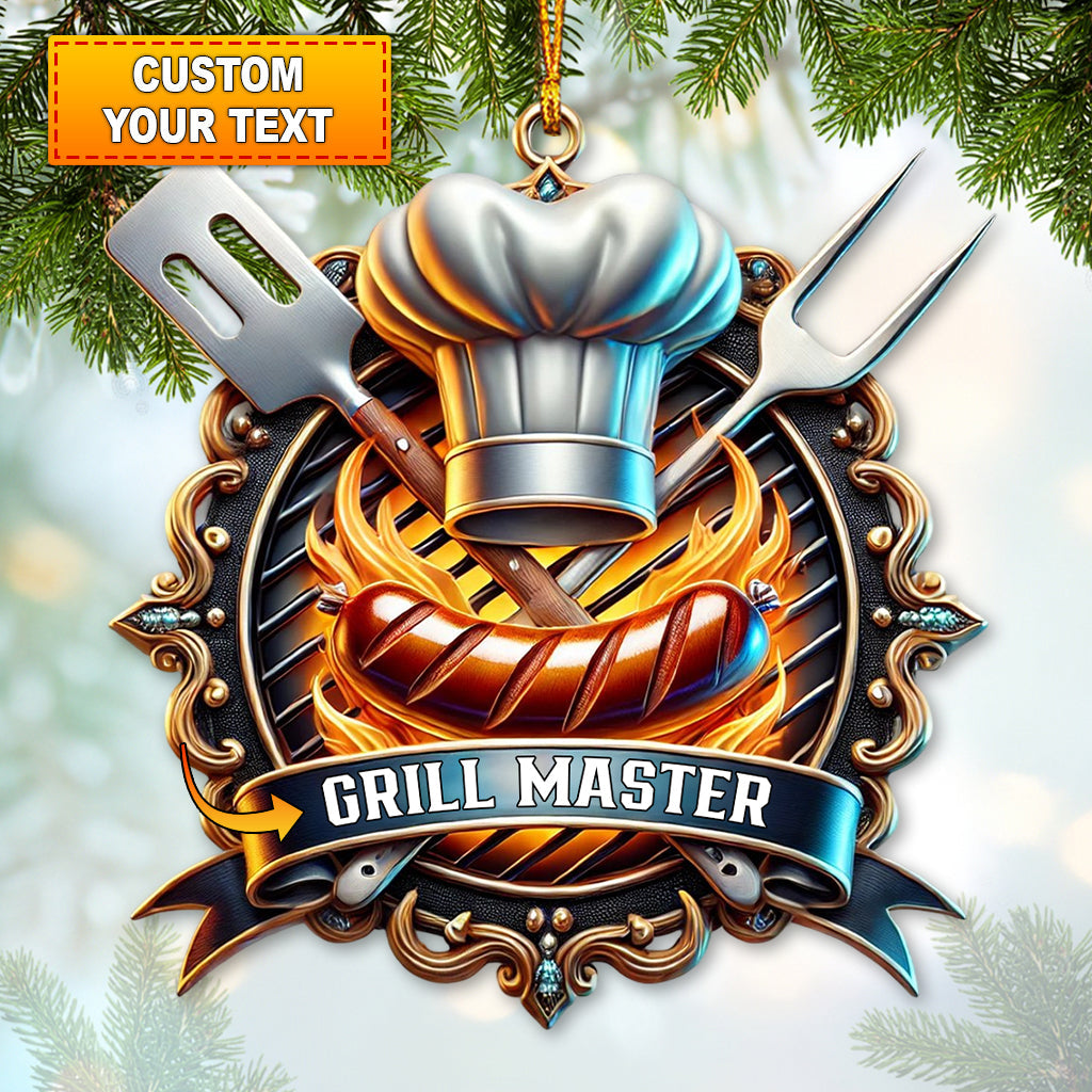 Blisscorners Custom Name Grill Master Ornament, Christmas Gift for Grill Master2D Flat LM2211