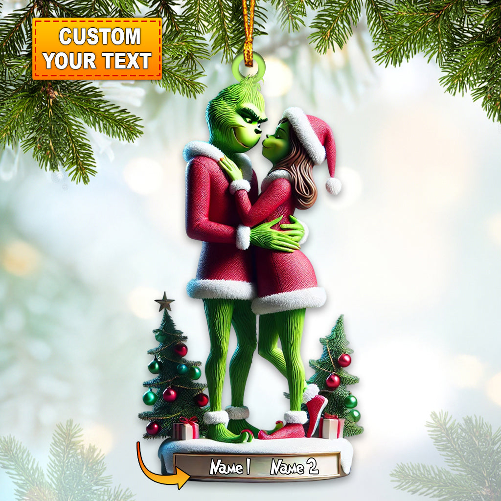 Blisscorners Custom Name Grinch Couple Ornament, Grinch Lover Christmas Gift2D Flat LM2111