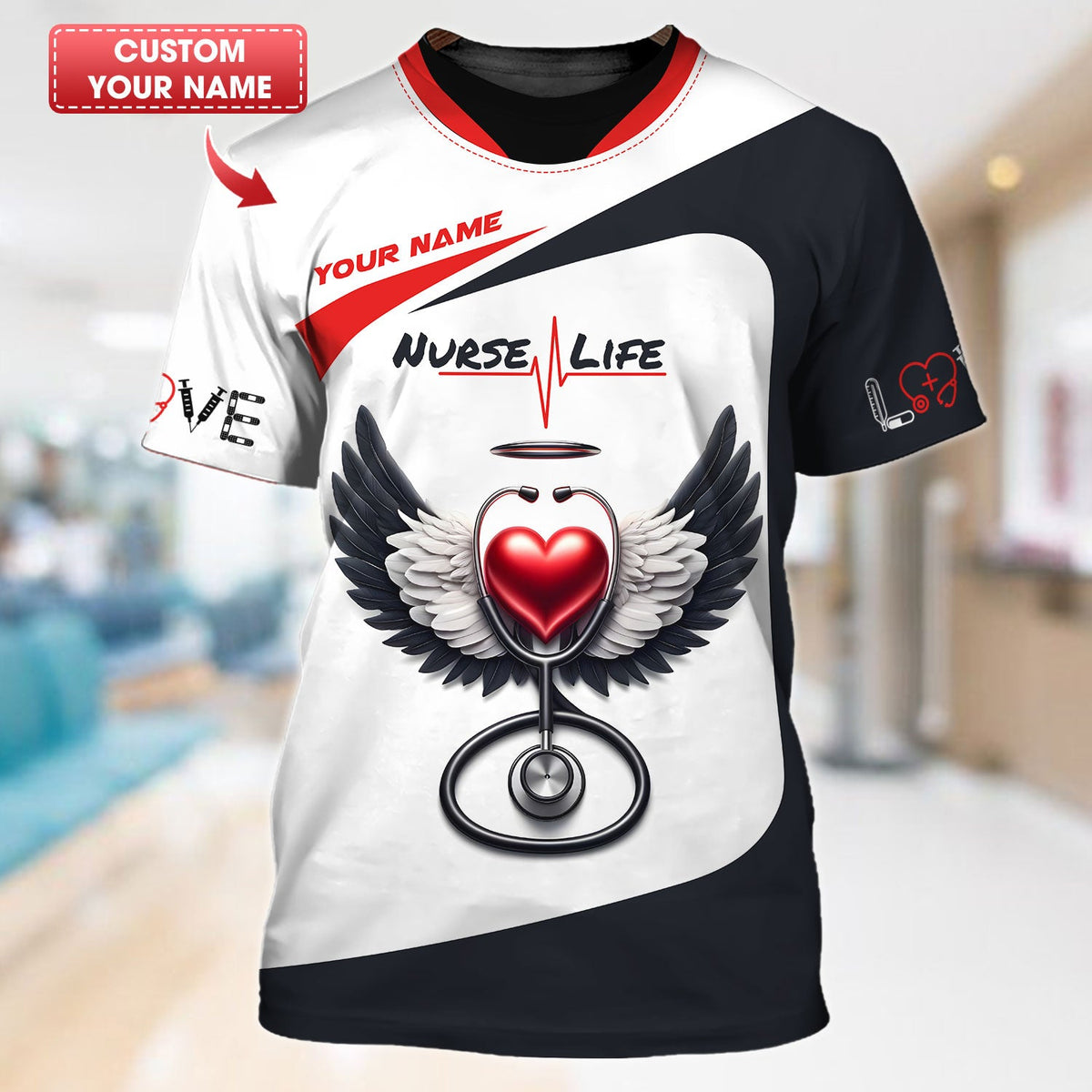 Blisscorners Personalized Nurse Shirt - Heart and Healing Hands