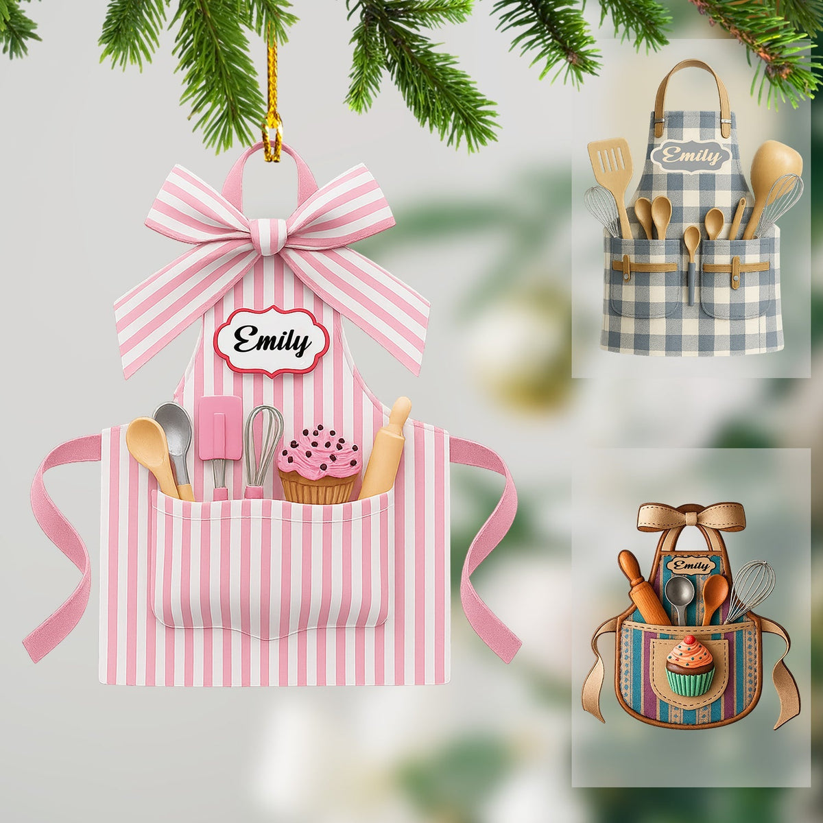 Blisscorners Apron Christmas, Home Decor, Christmas Ornament, Personalized Ornament2D Flat LM2111