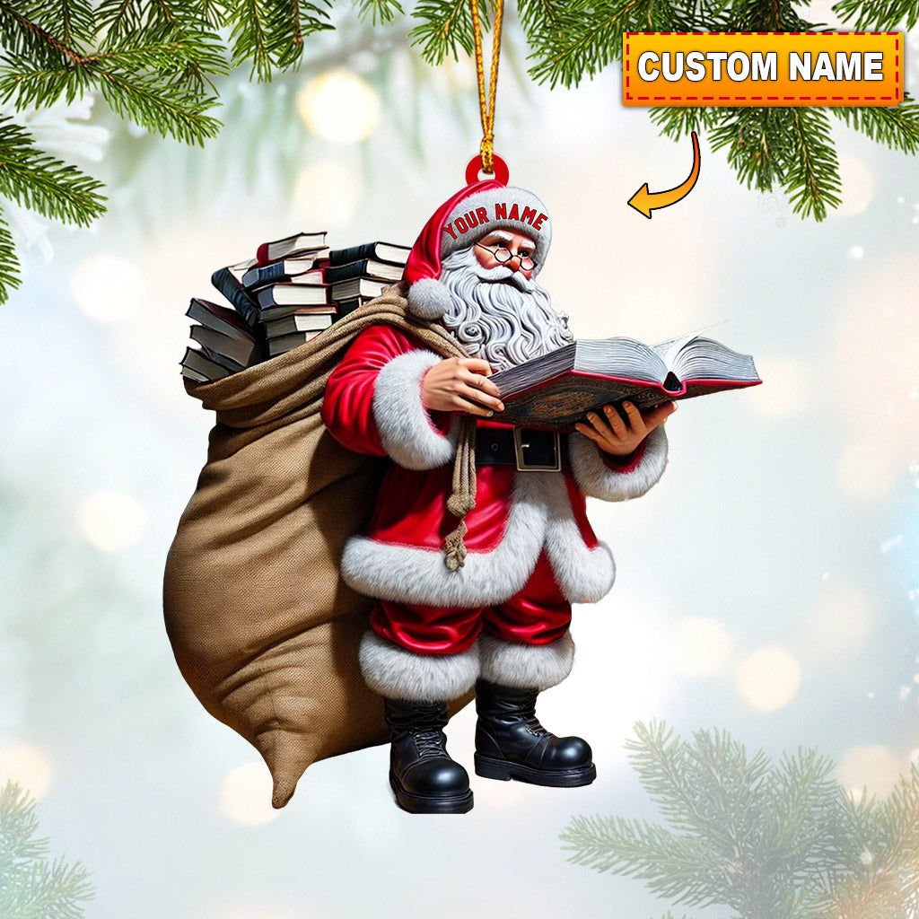 Blisscorners Book Santa Christmas Home Decor Christmas Ornament, Personalized Ornament2D Flat LM2211