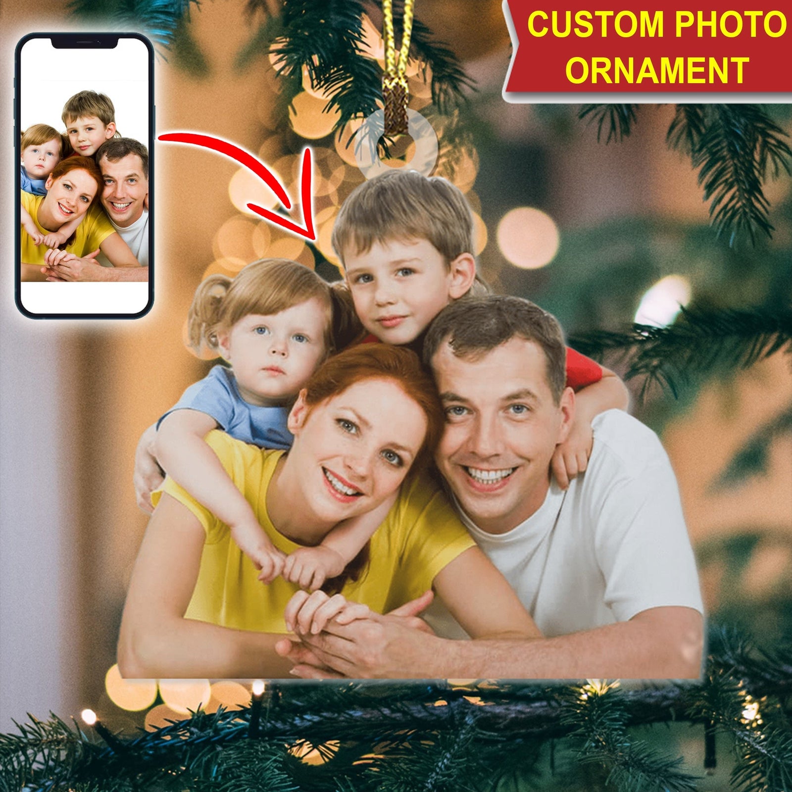 Blisscorners Xmas Gift - Custom Photo, Personalized Acrylic Ornament - Gift For Christmas2D Flat LM2111