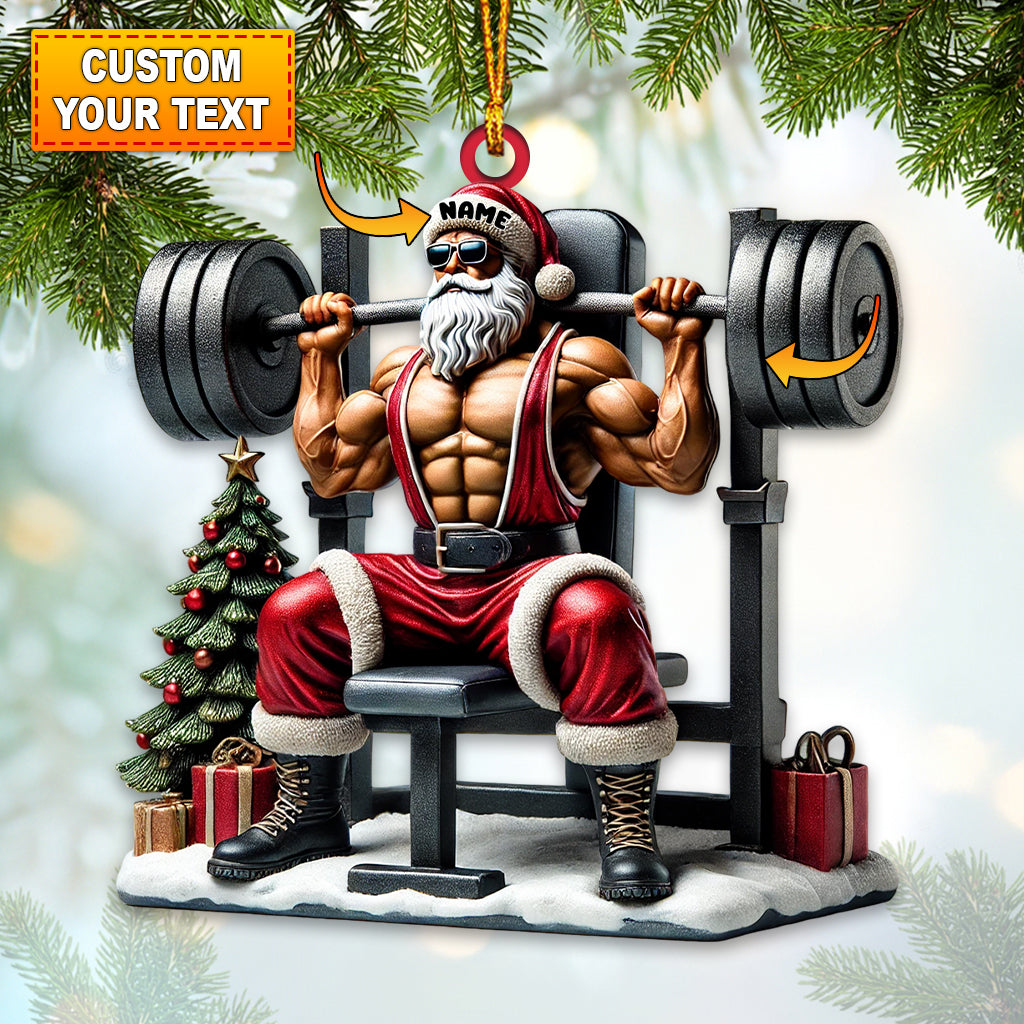 Blisscorners Custom Name Gym Work Out Santa Ornament, Gymnastics Christmas Gifts2D Flat LM2211