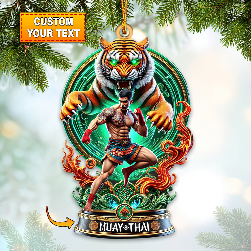 Blisscorners Custom Name Muay Thai Ornament, Muay Thai Santa Christmas Gift2D Flat LM2111