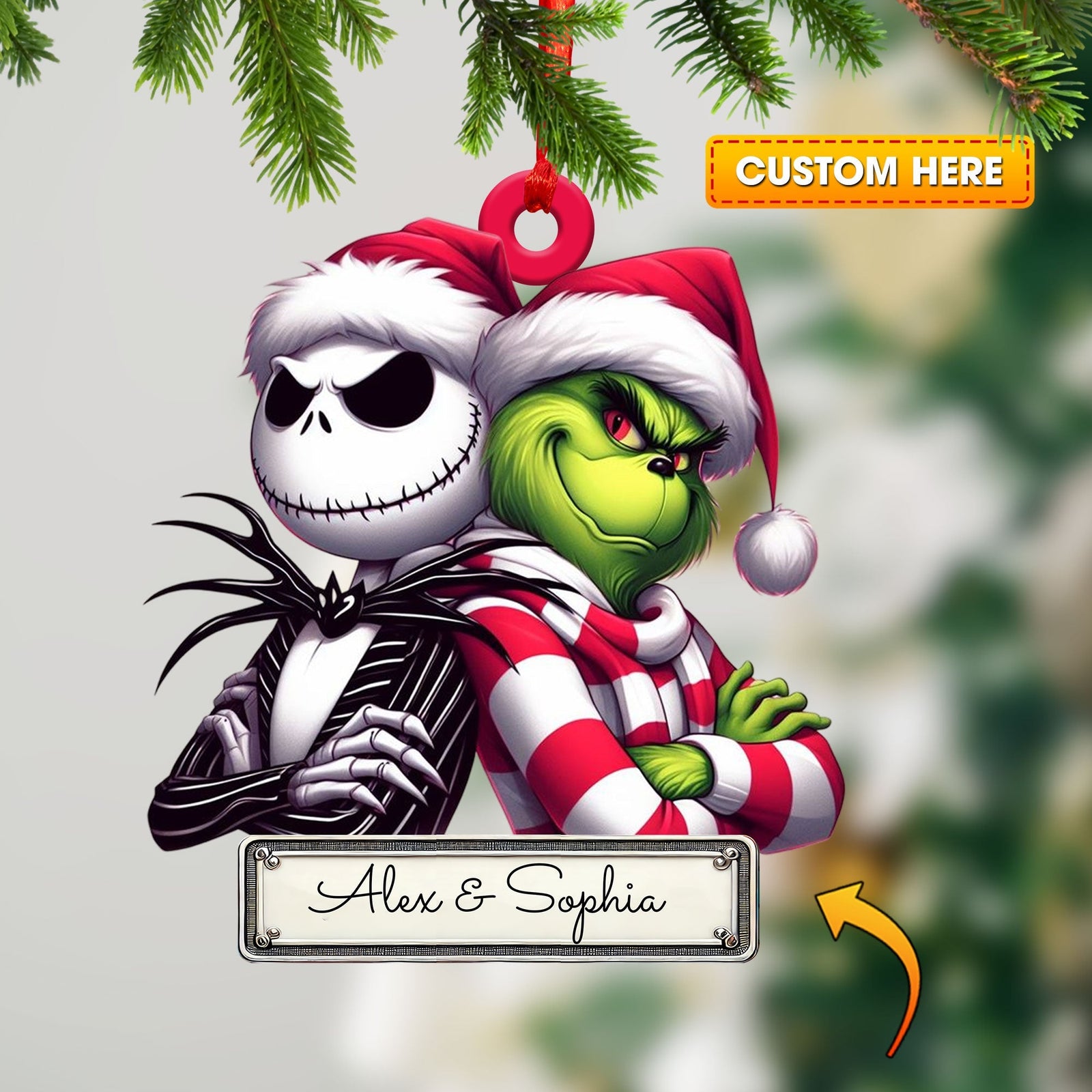 Blisscorners Custom Ornament, Couple ELF Ornament, Christmas Decor2D Flat LM2211