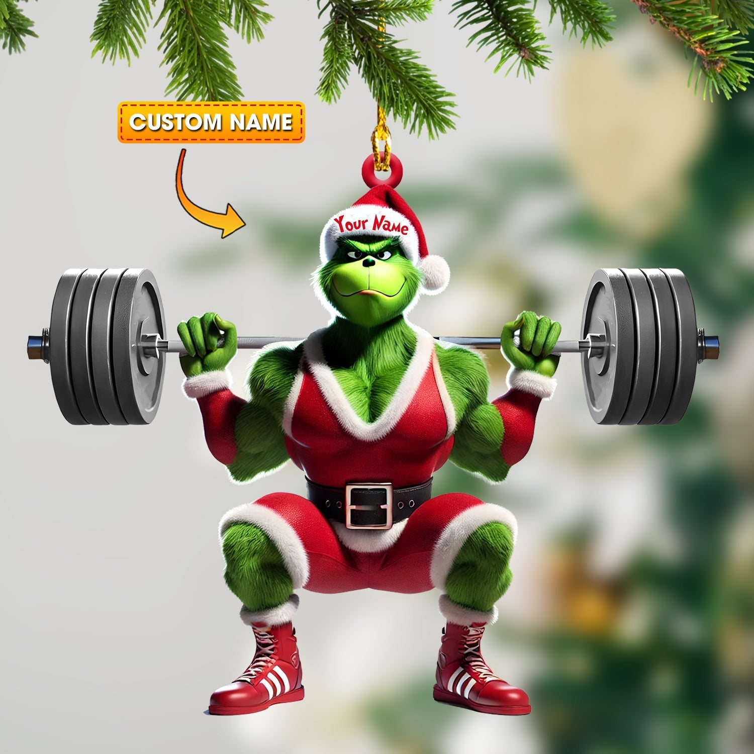 Blisscorners ELF Weightlifting Christmas Ornament, Personalized Ornament2D Flat LM2211