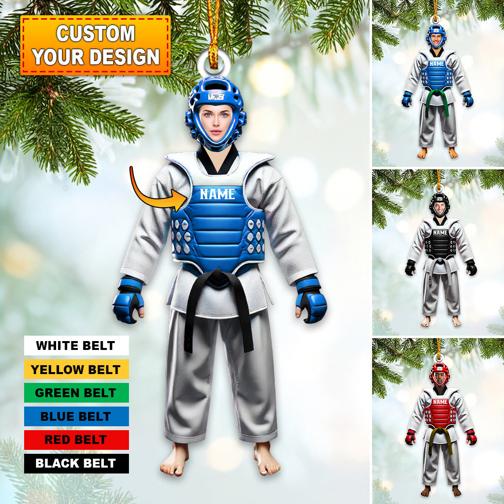 Blisscorners Custom Name and Face Taekwondo Ornament, Taekwondo Christmas Gift2D Flat LM2211