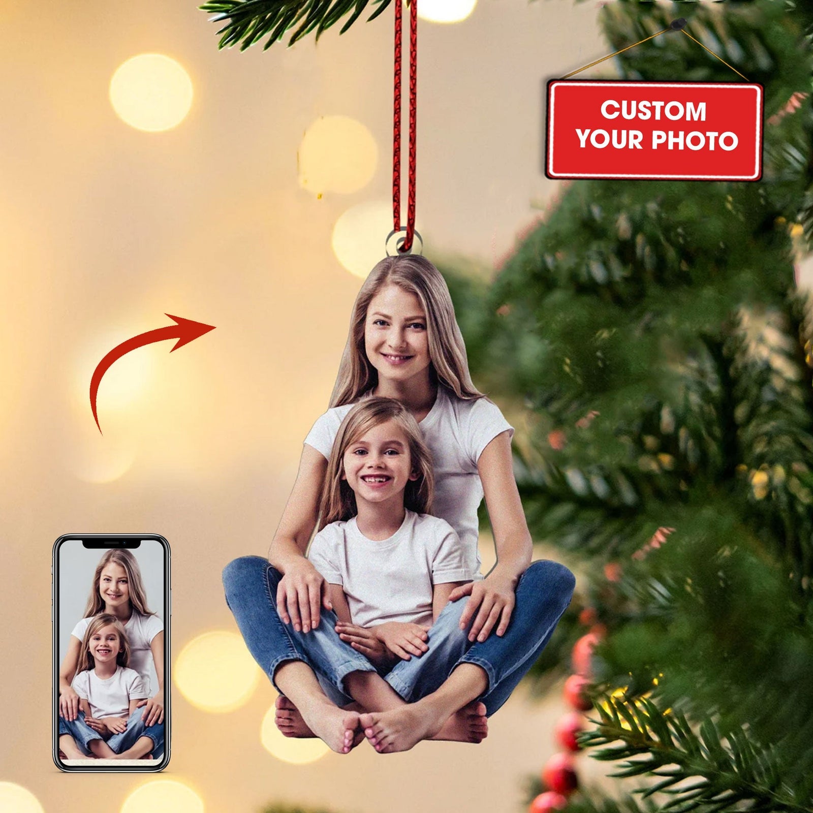 Blisscorners Custom Ornament, Your Own Photo Ornament, Christmas Decor2D Flat LM2211