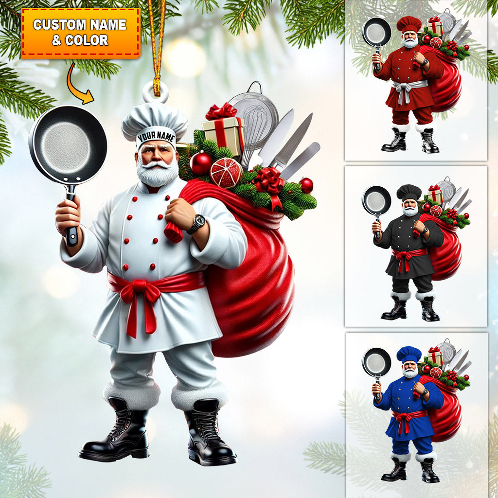 Blisscorners The Chef Santa Coming Christmas Ornament, Personalized Ornament2D Flat LM2211
