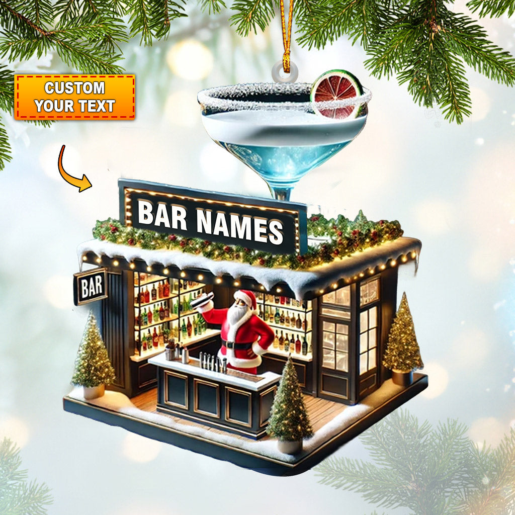 Blisscorners Santa Bar Home Decor Christmas Ornament, Personalized Ornament2D Flat LM2211