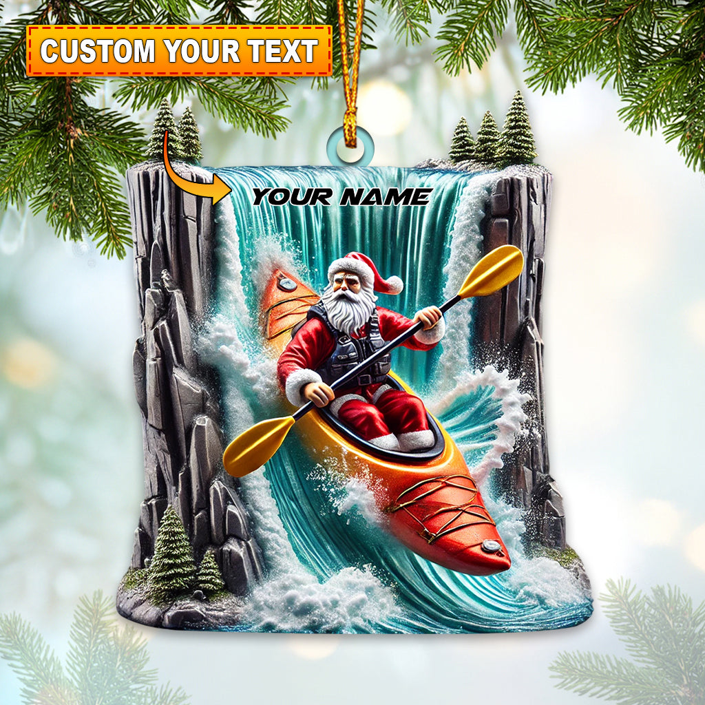 Blisscorners Santa White Water Rafting Christmas Ornament, Personalized Ornament2D Flat LM2211
