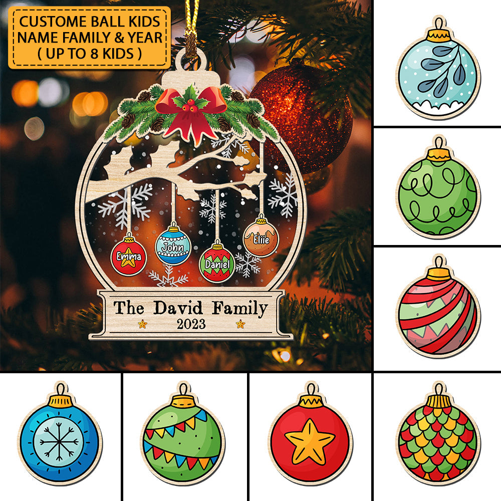 Blisscorners Family Christmas Ball - Custom Name, Personalized Acrylic Ornament - Gift For Christmas, Family Gift2D Flat LM2111