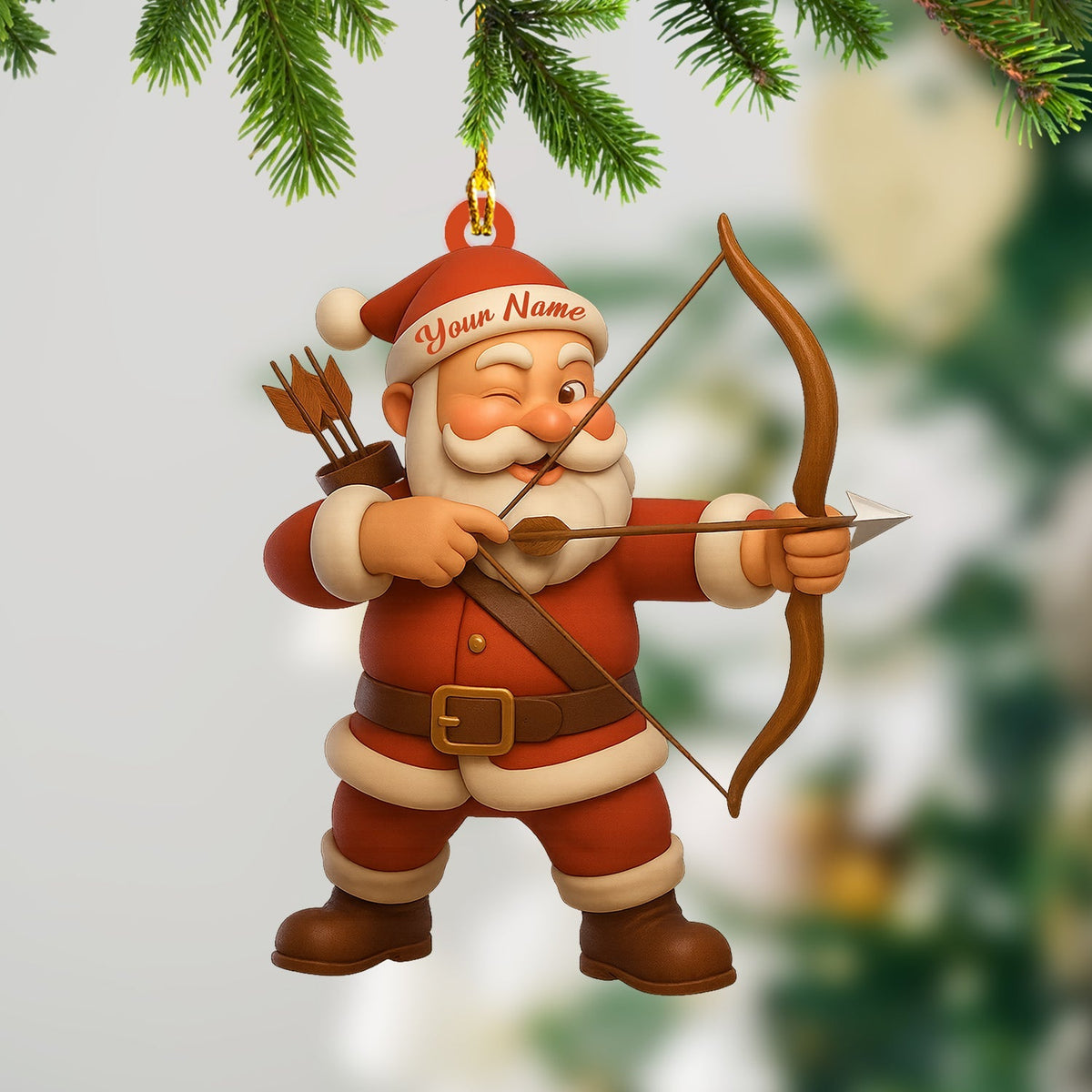 Blisscorners Archery Santa Christmas, Home Decor, Christmas Ornament, Personalized Ornament2D Flat LM2111