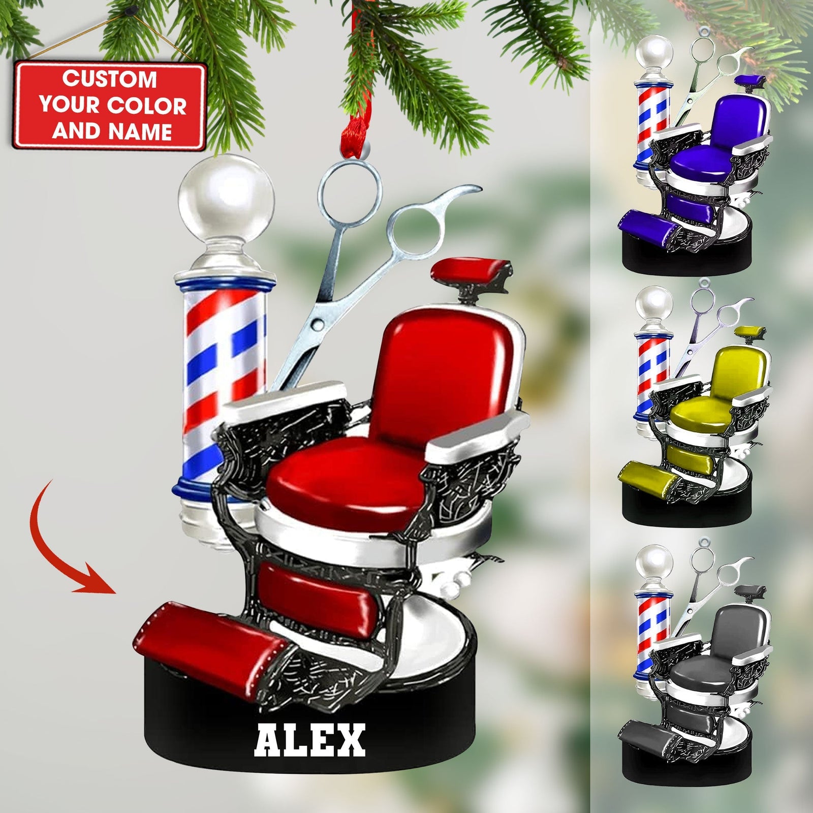 Blisscorners Custom Barber Chair Ornament, Personalized Ornament2D Flat LM2211