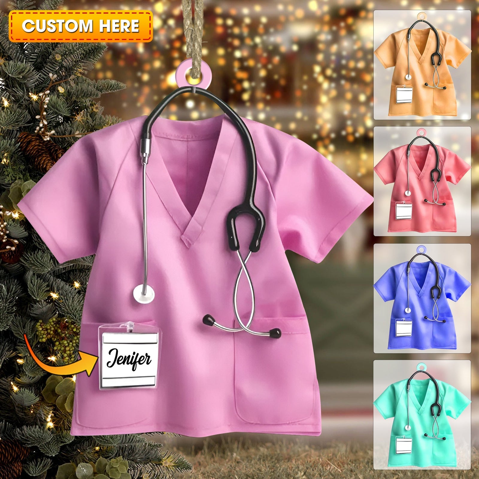 Blisscorners Custom Ornament, Nurse Shirt Shape Ornament, Christmas Decor2D Flat LM2211