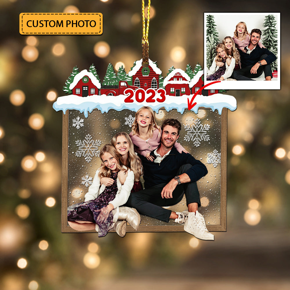 Blisscorners Christmas House Family - Custom Photo Christmas Gift - Personalized Acrylic Ornament2D Flat LM2111