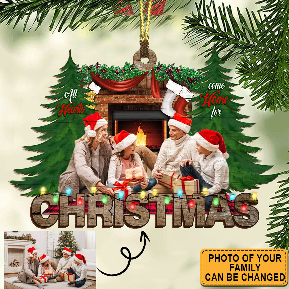 Blisscorners Christmas Family, Custom Photo - Personalized Custom Wooden Ornament - Gift For Family2D Flat LM2111