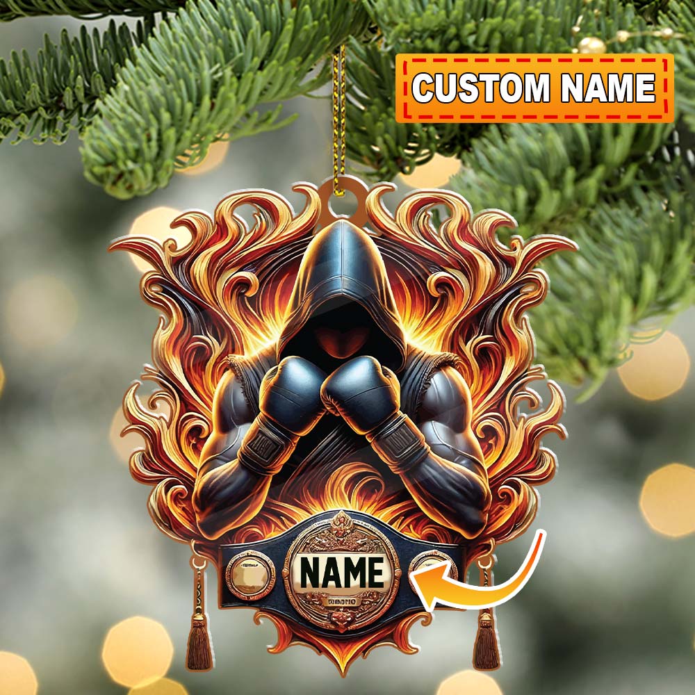 Blisscorners Custom Name Ornament, Boxing Fire2D Flat LM2211