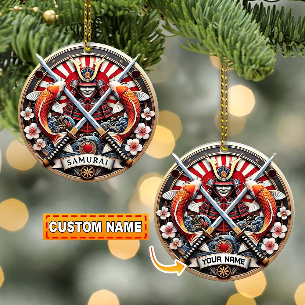 Blisscorners Custom Name Japan Samurai Ornament, Christmas Gift for Samurai Lover2D Flat LM2211